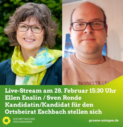 Live-Stream: Der Kandidat für den Ortsbeirat Eschbach stellt sich @ Online, ein direkter Link befindet sich unten, unter dem Text zur Veranstaltung!